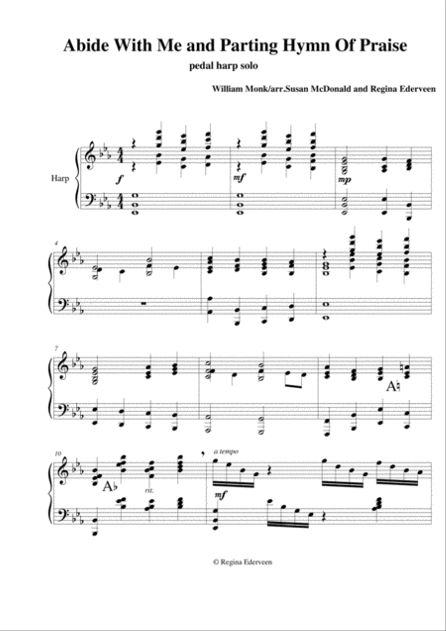 Abide With Me and Parting Hymn Of Praise - pedal harp solo Pedal Harp scores gallery preview page 1