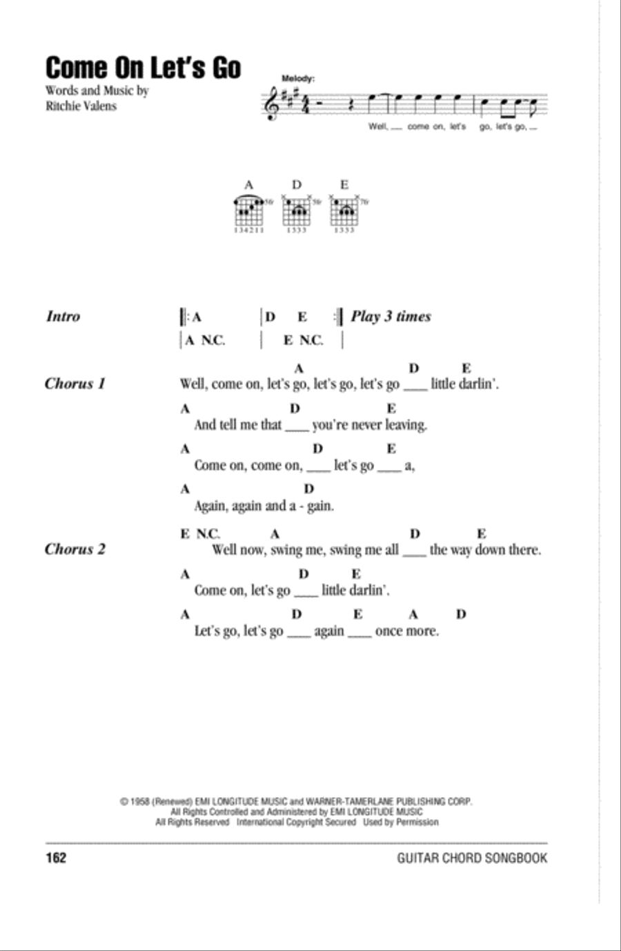 Come On Let's Go Acoustic Guitar scores gallery preview page 1