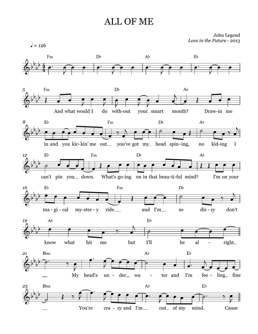 All Of Me All Of Me Piano, Vocal scores gallery preview page 1