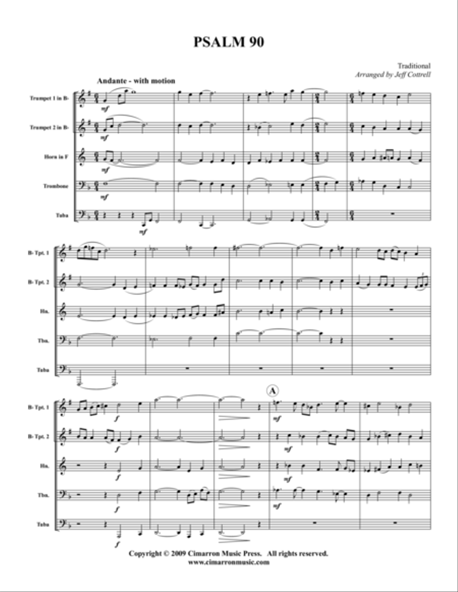 Psalm 90 Brass Quintet scores gallery preview page 1