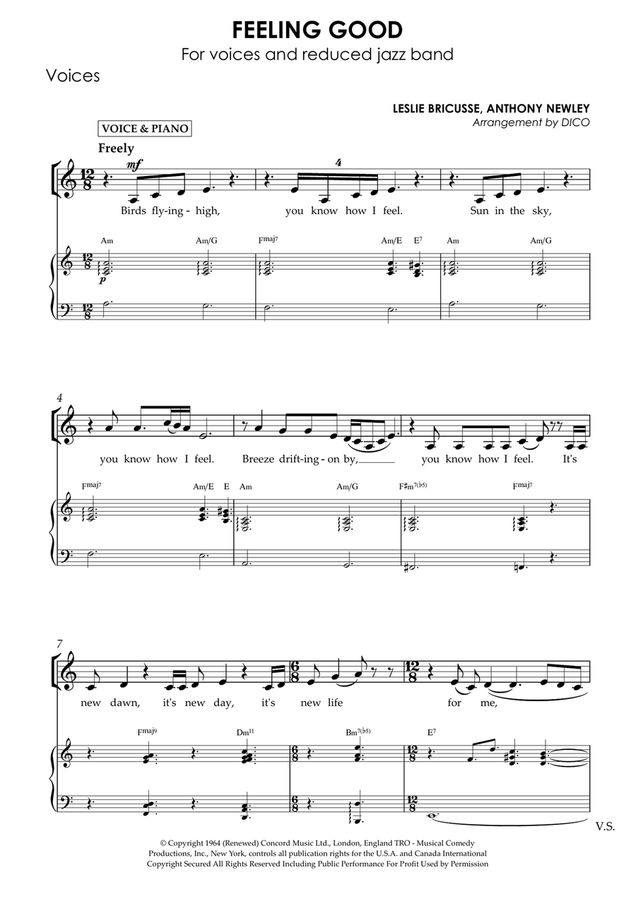 Feeling Good - Score Only Jazz Ensemble scores gallery preview page 1