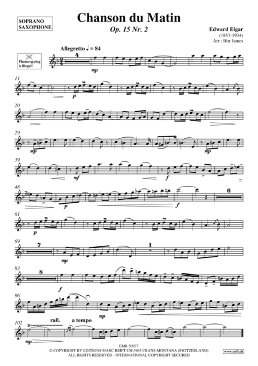 Chanson du Matin Soprano Saxophone scores gallery preview page 2