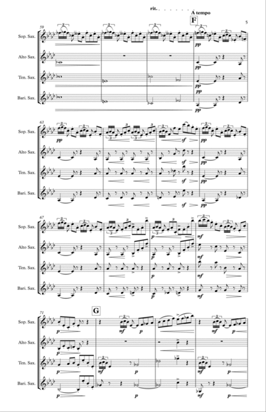 2nd Arabesque from Deux Arabesques Saxophone Quartet scores gallery preview page 5