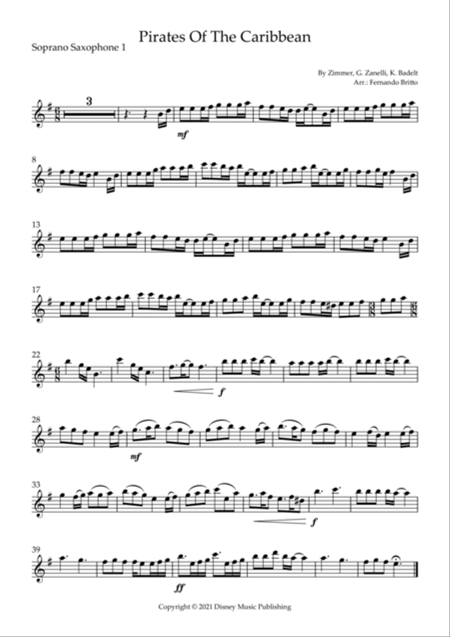 Pirates Of The Caribbean Pirates Of The Caribbean Woodwind Trio scores gallery preview page 3