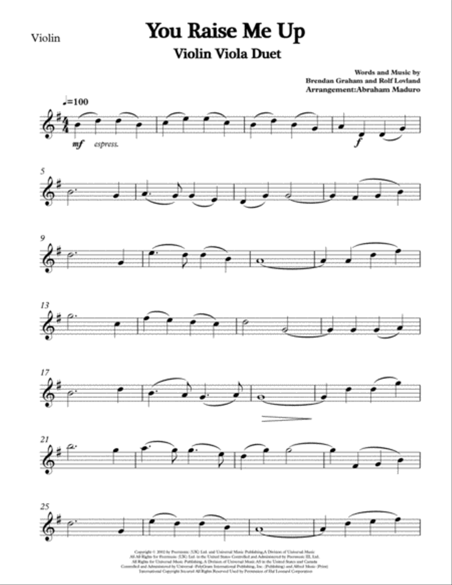 You Raise Me Up String Duet scores gallery preview page 3