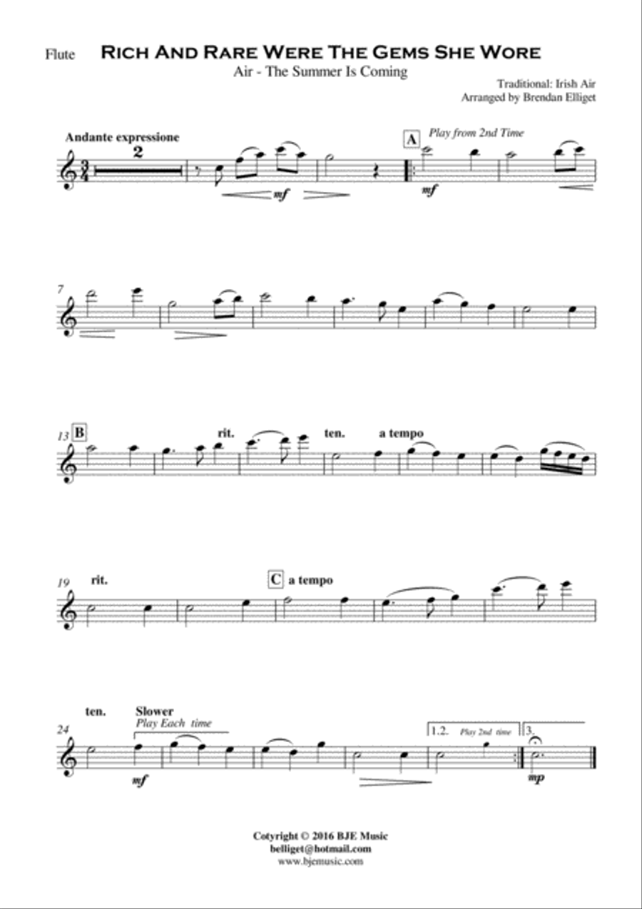 Rich and Rare Were The Gems She Wore - Vocal with Orchestra PDF Full Orchestra scores gallery preview page 3