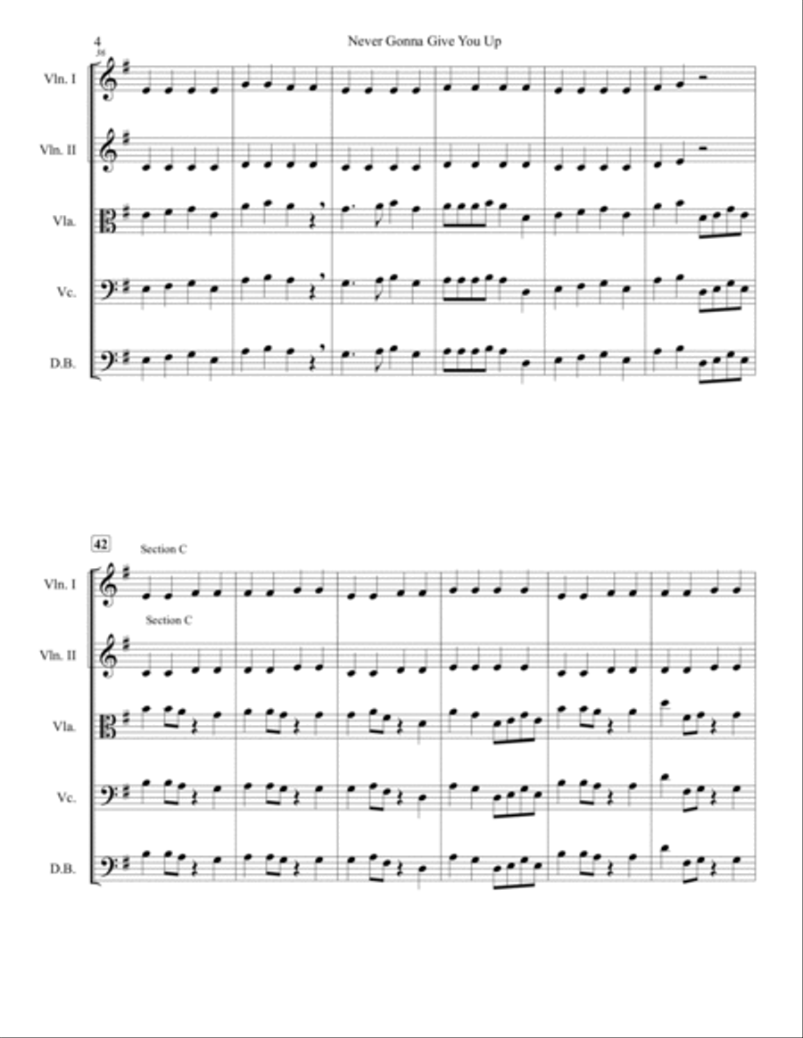 Never Gonna Give You Up String Orchestra scores gallery preview page 4
