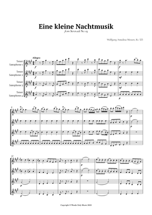 Book cover for Eine kleine Nachtmusik by Mozart for Tenor Sax Quartet