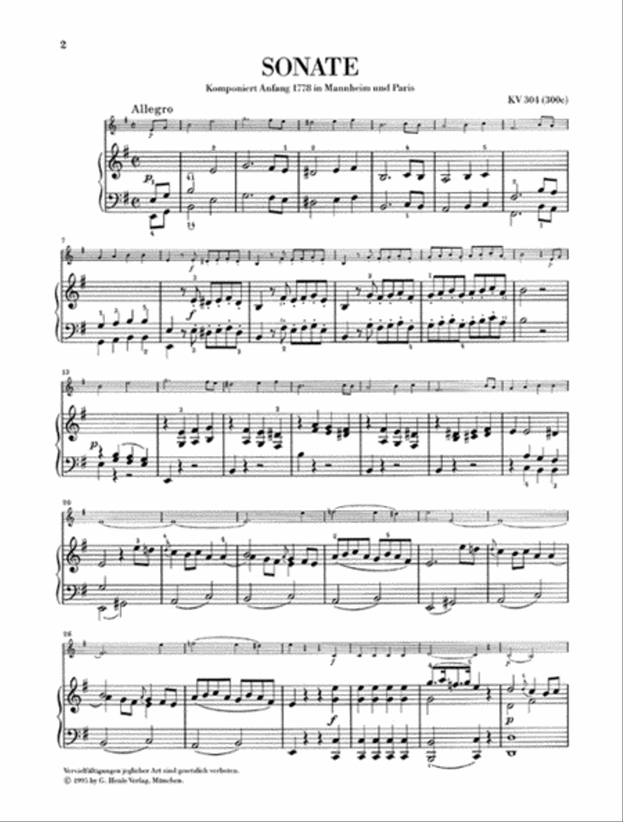 Violin Sonata in E Minor K304 (300c) Violin Solo scores gallery preview page 3
