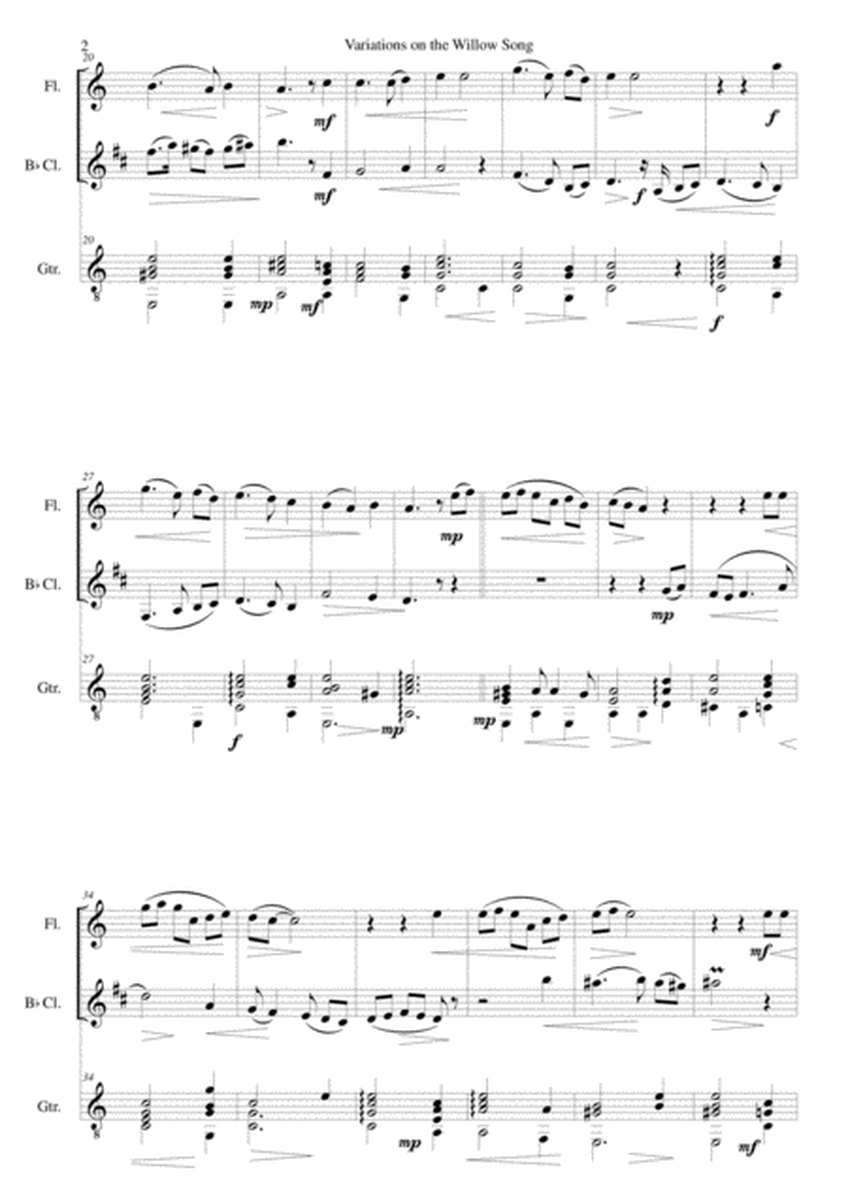 Variations on the Willow Song for flute, clarinet and guitar image number null