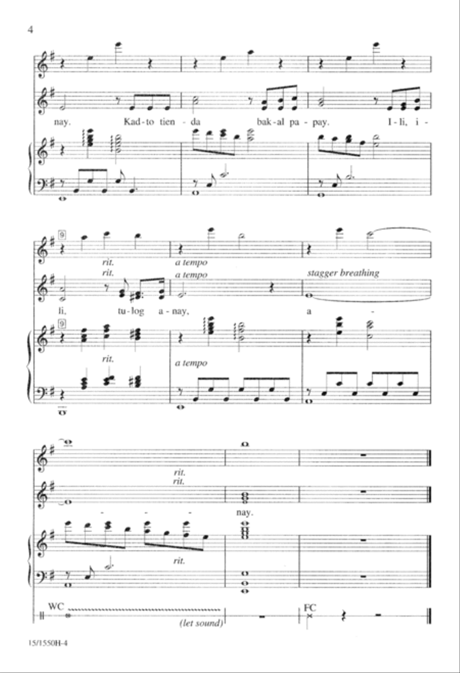Three Pacific Island Lullabies Unison Choir scores gallery preview page 5