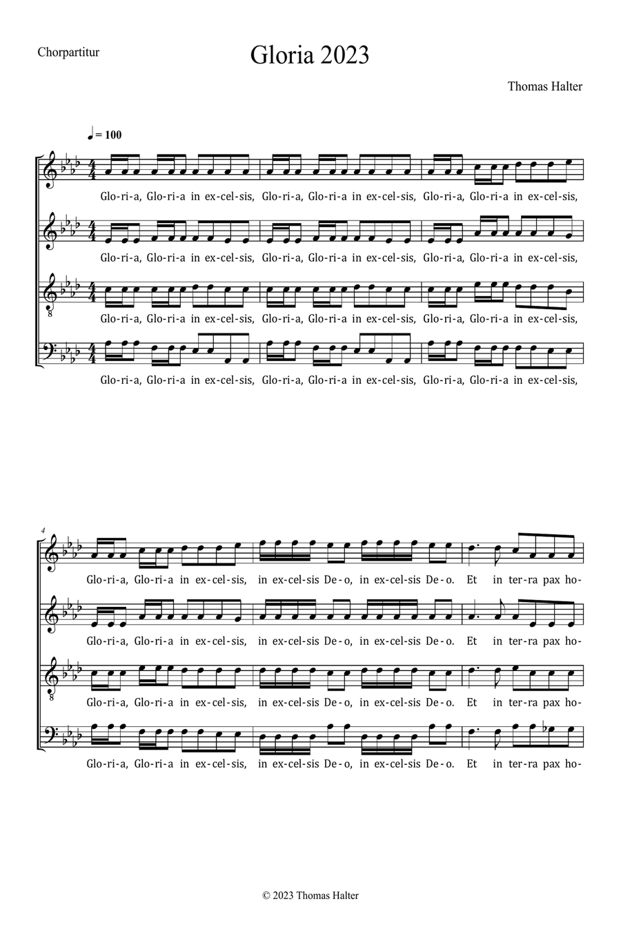 Gloria 2023 Gloria 2023 4-Part scores gallery preview page 1
