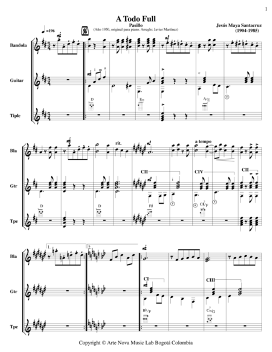 A Todo Full - Pasillo Colombiano Acoustic Guitar scores gallery preview page 2