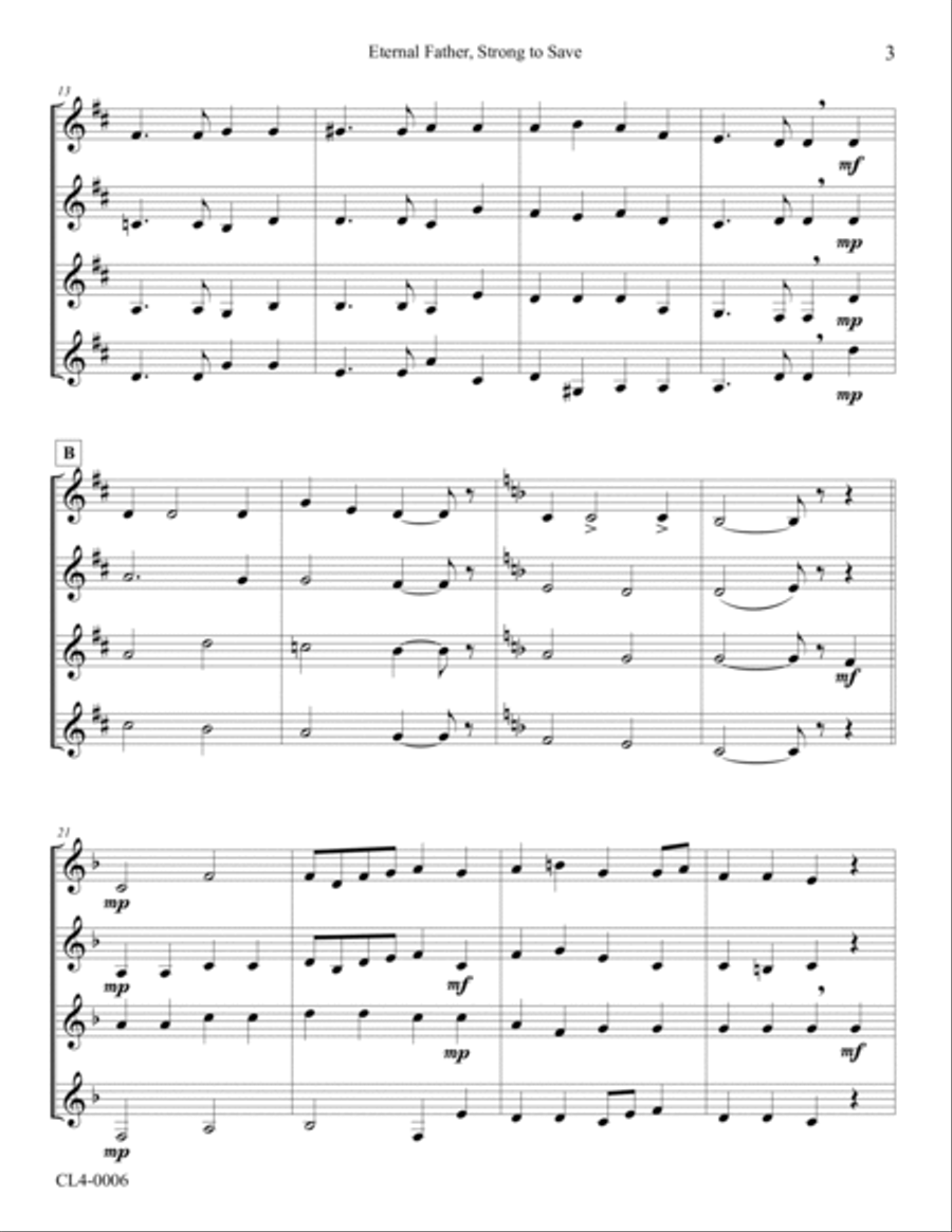 Eternal Father, Strong to Save (Navy Hymn) Woodwind Quartet scores gallery preview page 3