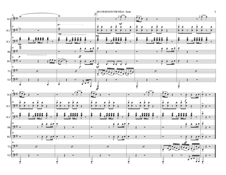 No Church In The Wild No Church In The Wild Brass Ensemble scores gallery preview page 5