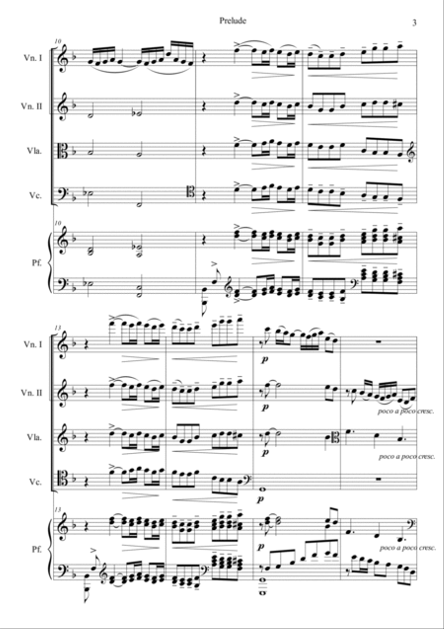 Prelude from Bergamasuqe Suite Piano Quintet scores gallery preview page 3