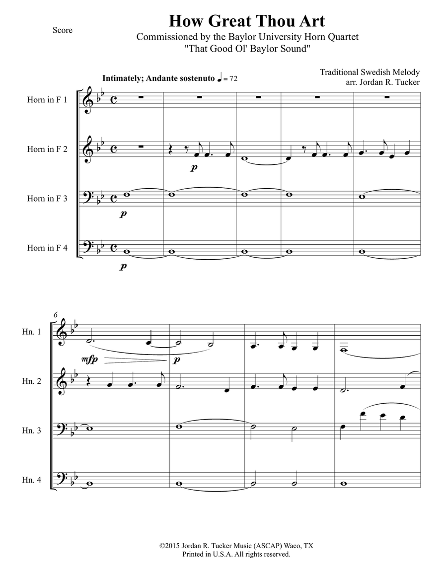 How Great Thou Art for Horn Quartet French Horn Quartet scores gallery preview page 2