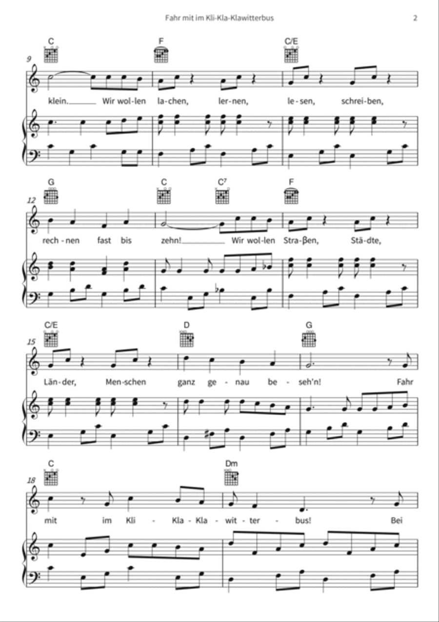 Fahr mit im Kli-Kla-Klawitterbus Piano, Vocal, Guitar scores gallery preview page 4