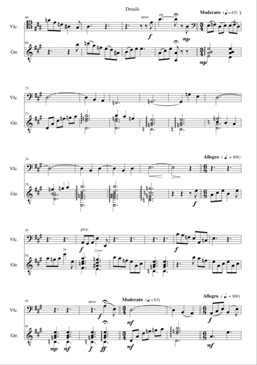 Details for cello and guitar String Duet scores gallery preview page 3