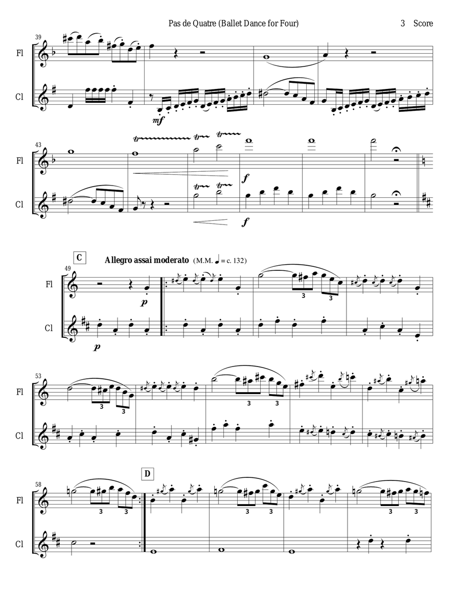 Verdi - Ballet Music for flute and clarinet duet (Jerusalem, Act III) Woodwind Duet scores gallery preview page 3