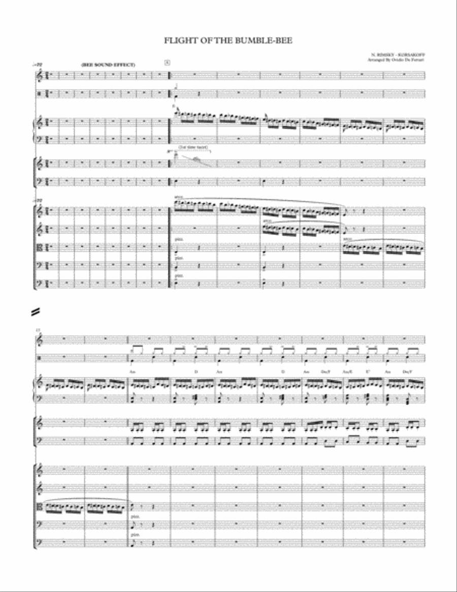 FLIGHT OF THE BUMBLE-BEE for Electric Band and Strings Concert Band scores gallery preview page 2