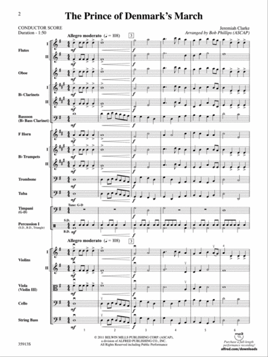 The Prince of Denmark's March Full Orchestra scores gallery preview page 2