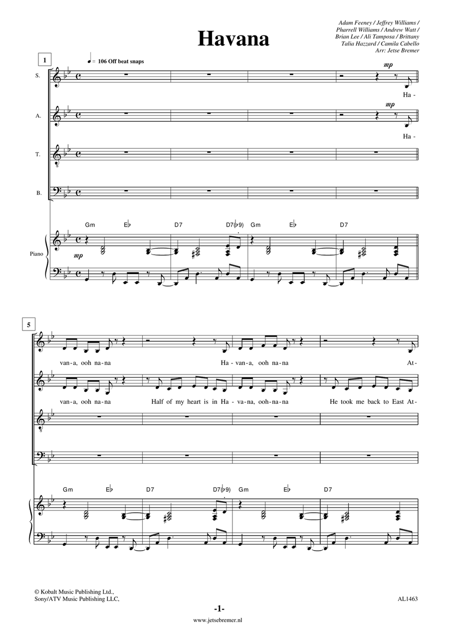 Havana 4-Part scores gallery preview page 1