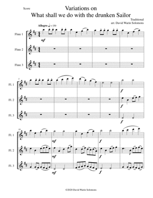 Variations on What shall we do with the drunken sailor for flute trio (3 C flutes)