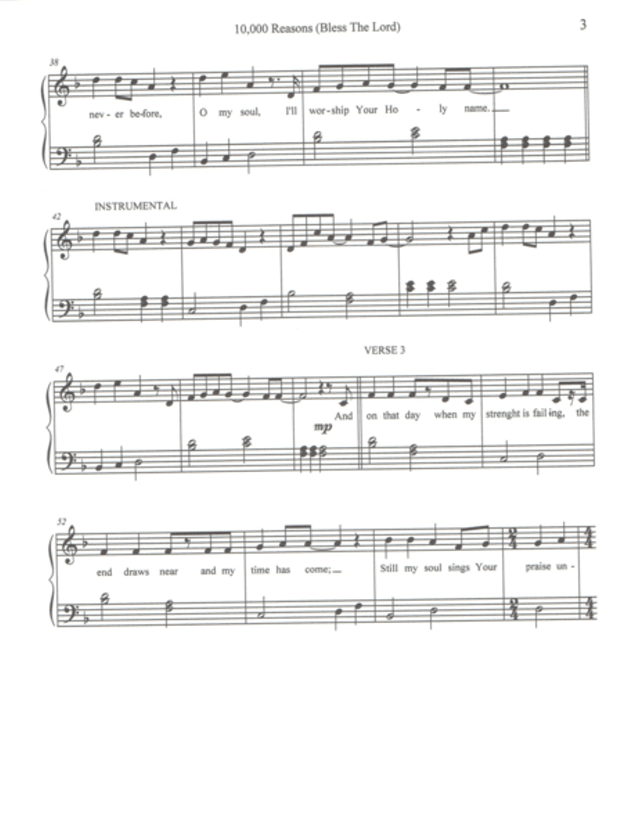 10,000 Reasons (Bless The Lord) Voice scores gallery preview page 3
