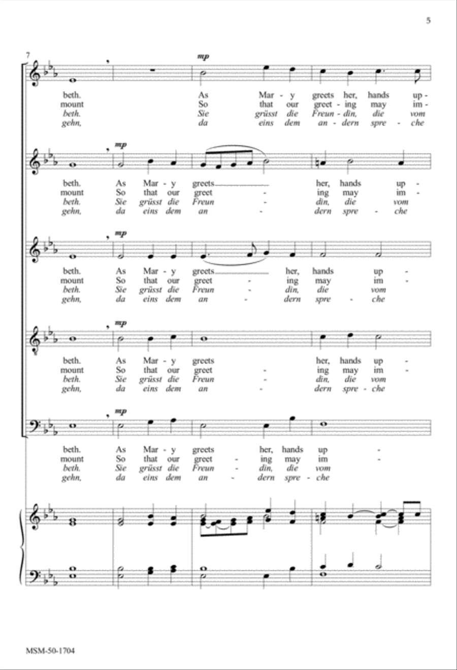 Over the Hills Young Mary Hastes/Übers Gebirg Maria geht SSATB scores gallery preview page 4