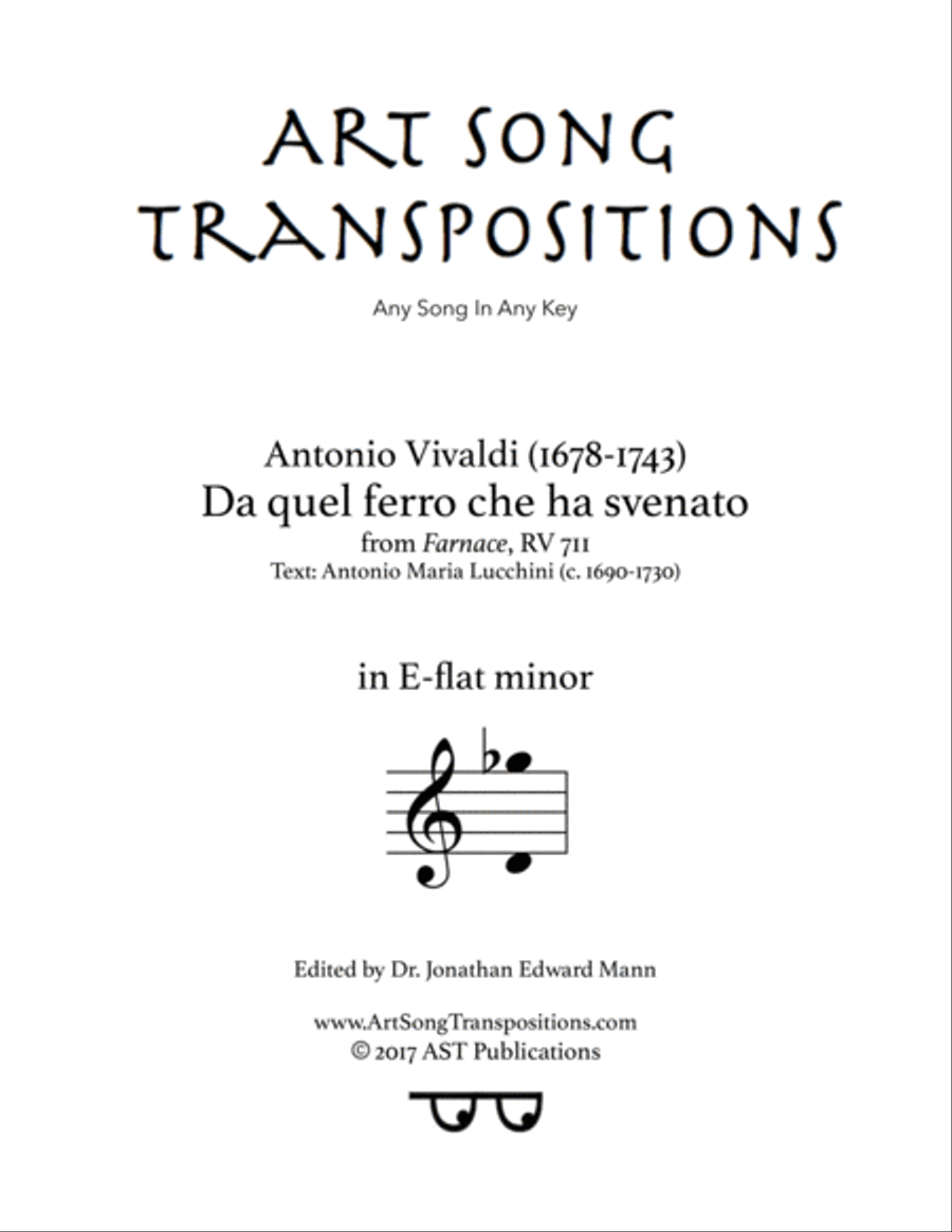 VIVALDI: Da quel ferro che ha svenato (transposed to E-flat minor) Voice scores gallery preview page 1