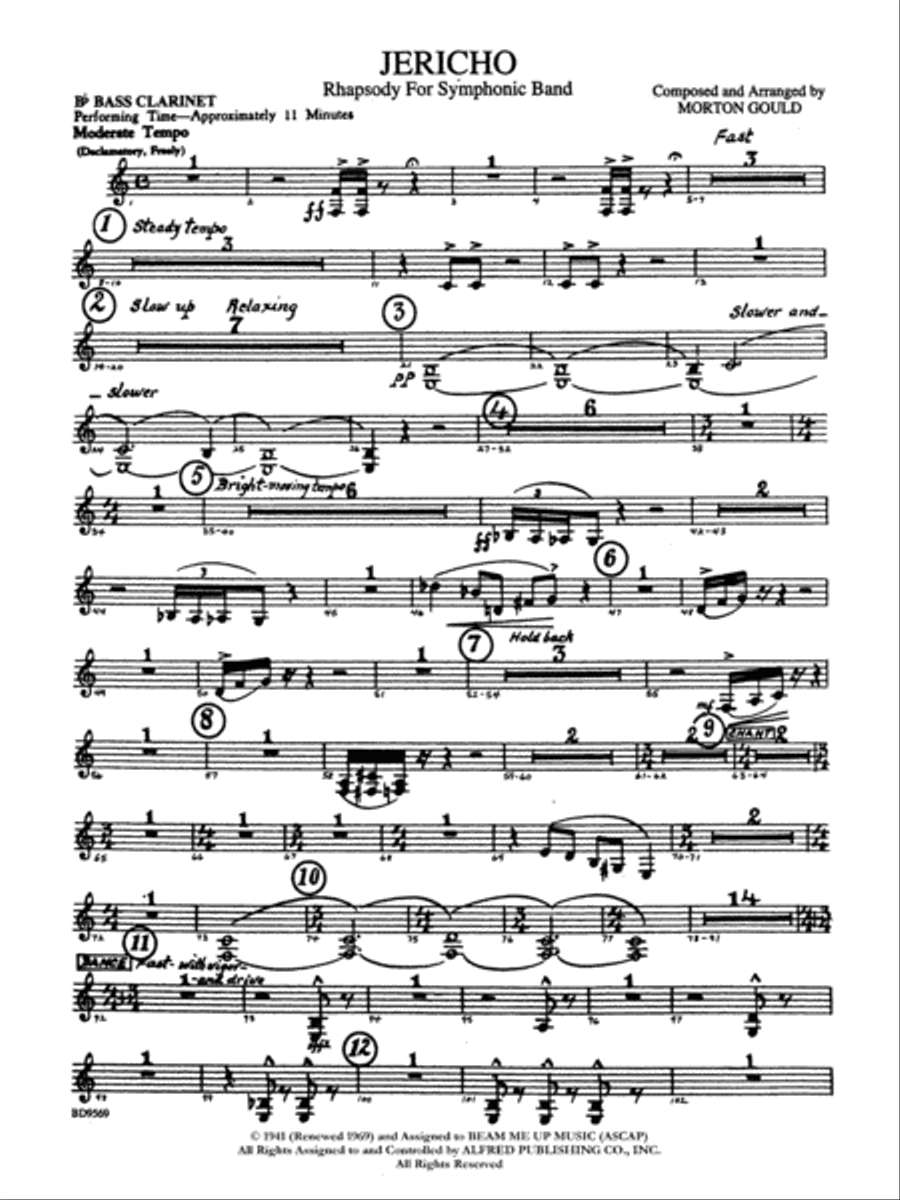 Jericho: B-flat Bass Clarinet Concert Band scores gallery preview page 1