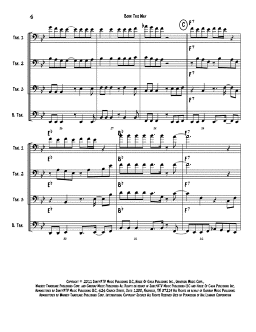 Born This Way Brass Ensemble scores gallery preview page 5