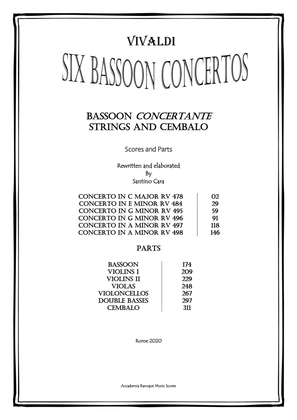 Vivaldi - Six Concertos for Bassoon, Strings and Cembalo - Scores and Parts