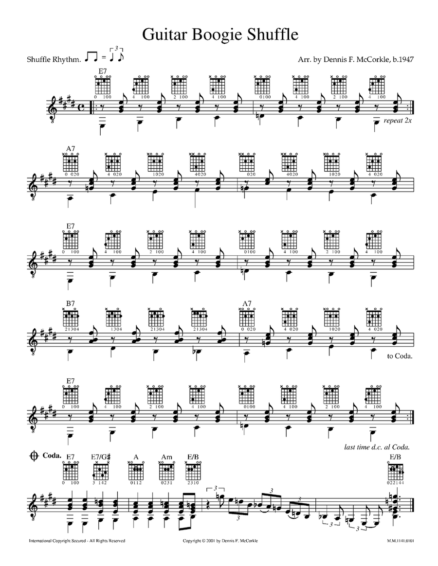 Guitar Boogie Shuffle Acoustic Guitar scores gallery preview page 1