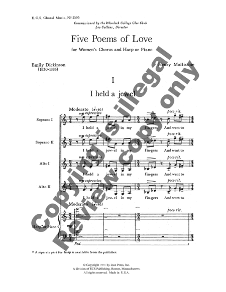 Five Poems of Love (Choral Score)