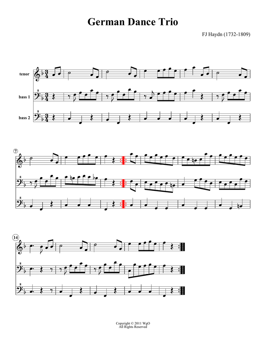 German Dance Trio German Dance Trio Small Ensemble scores gallery preview page 1