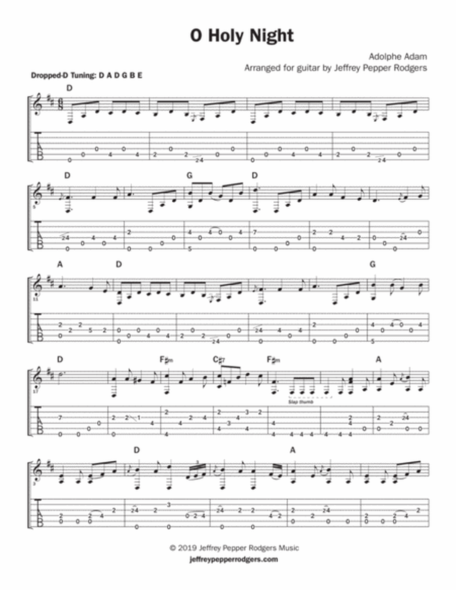 O Holy Night - solo guitar in dropped-D tuning image number null