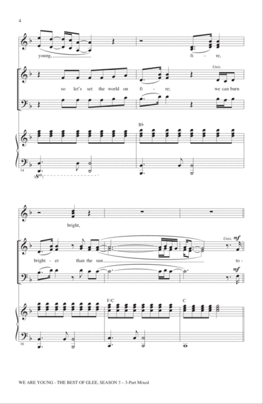 We Are Young (The Best Of Glee Season 3) (Medley) 3-Part scores gallery preview page 3