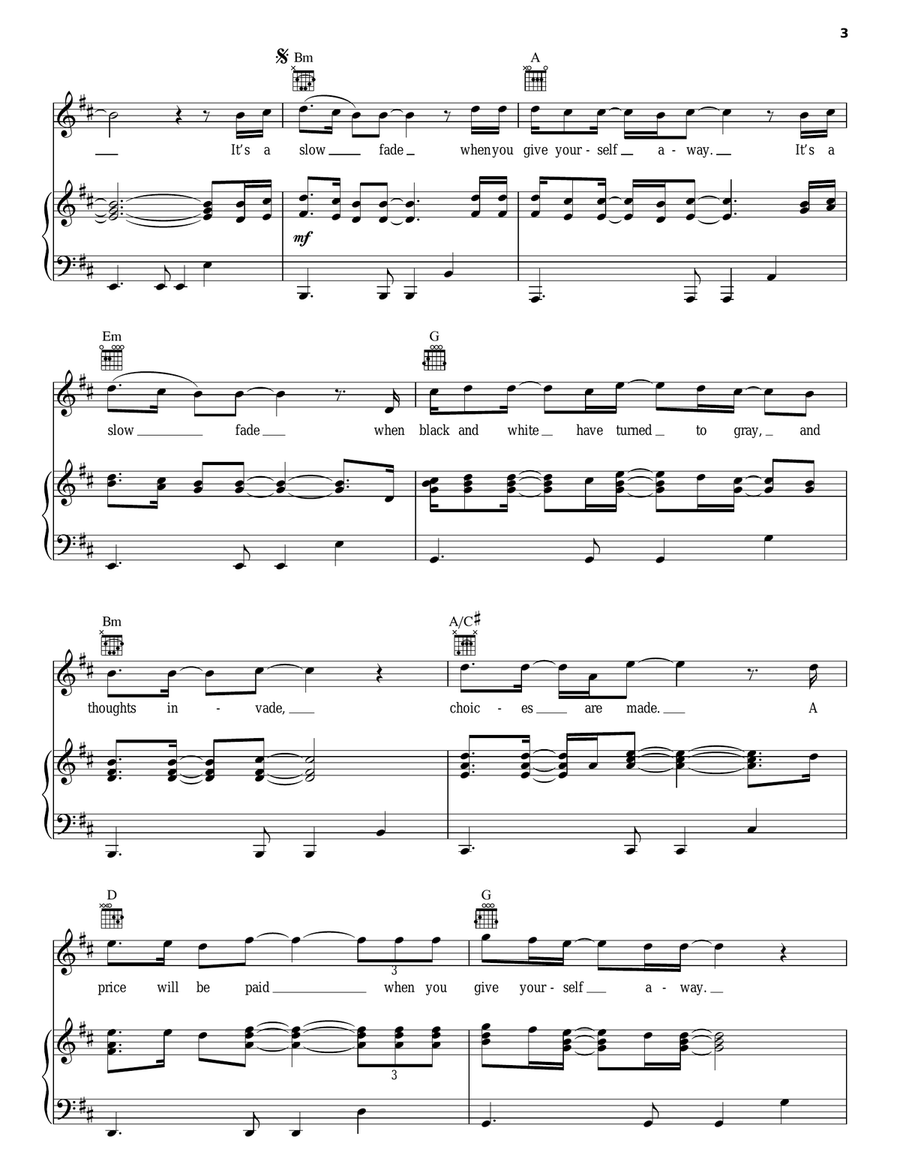 Slow Fade Slow Fade Piano, Vocal, Guitar scores gallery preview page 3