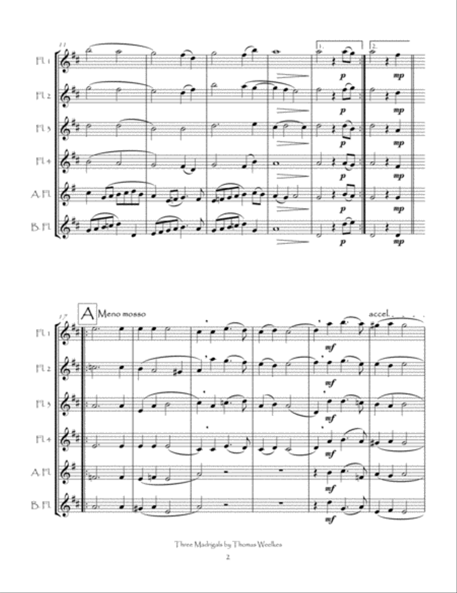 Three Weelkes Madrigals for Flute Choir Flute Choir scores gallery preview page 4