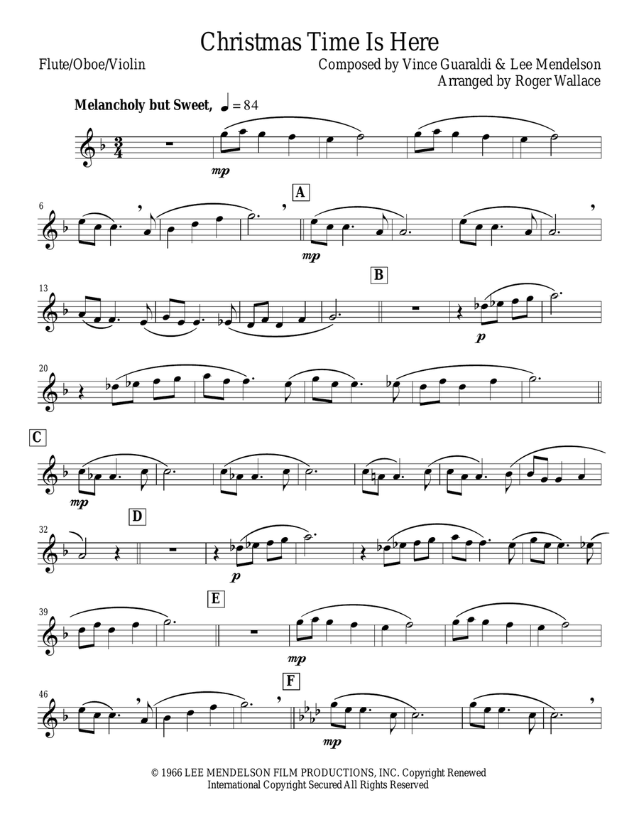 Christmas Time Is Here Flute Solo scores gallery preview page 1