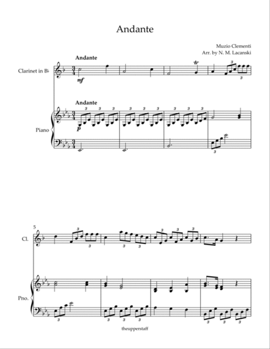 Andante Clarinet Solo scores gallery preview page 2