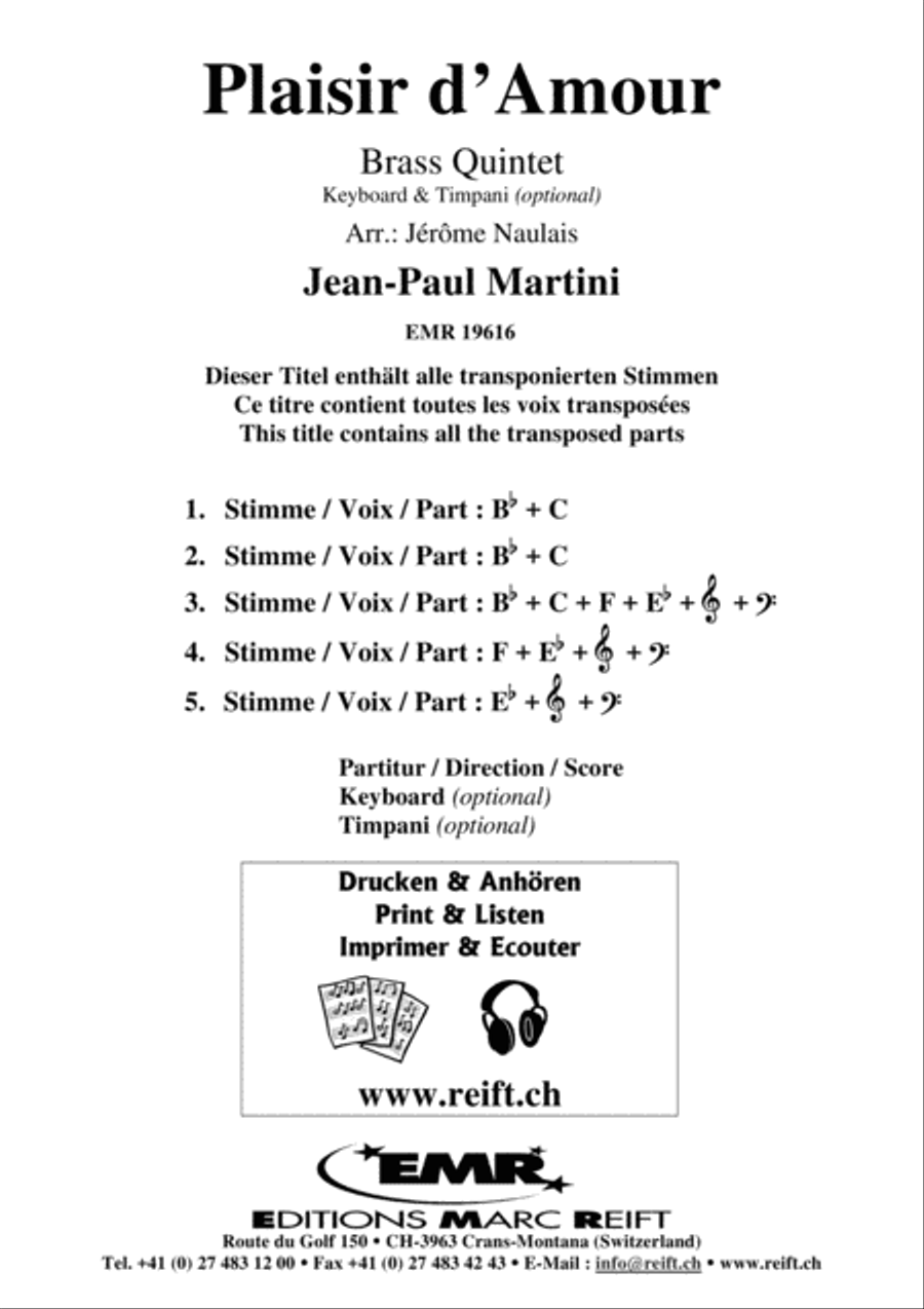 Plaisir d'Amour Brass Band scores gallery preview page 2