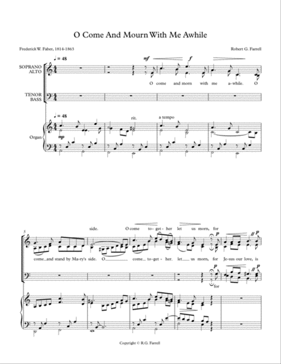 O Come and Morn with Me Awhile 4-Part scores gallery preview page 1