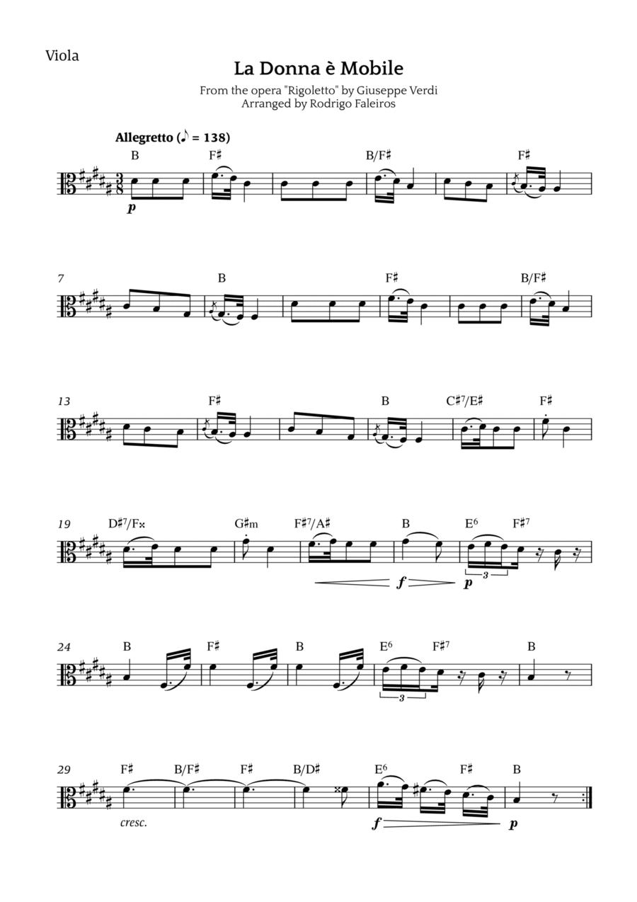 La Donna è Mobile Chamber Music scores gallery preview page 1