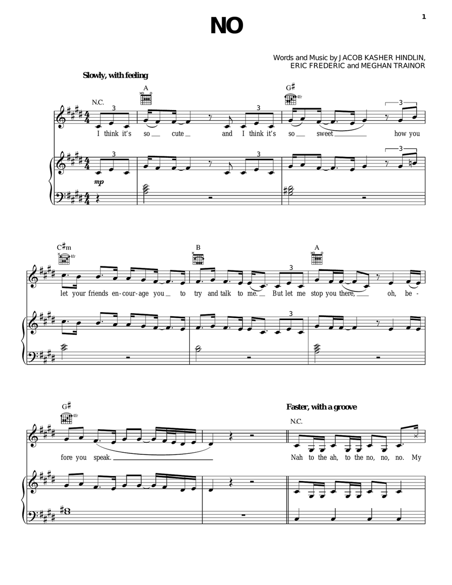 No Piano, Vocal, Guitar scores gallery preview page 1