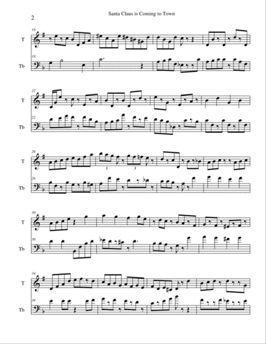 Santa Claus Is Comin' To Town Brass Ensemble scores gallery preview page 2