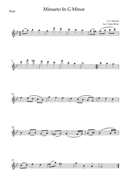 Minueto in G Minor (G.F. Handel) for Flute Solo