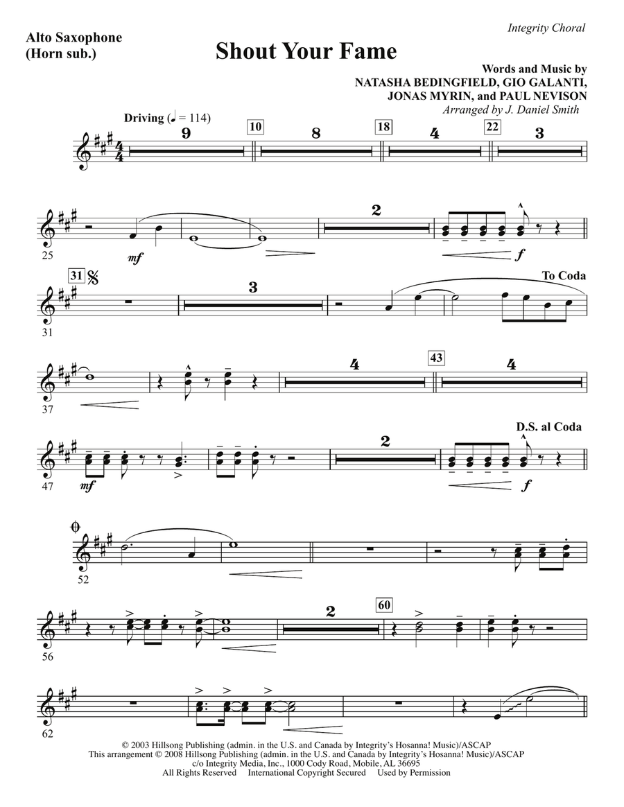 Shout Your Fame - Alto Sax (sub. Horn)